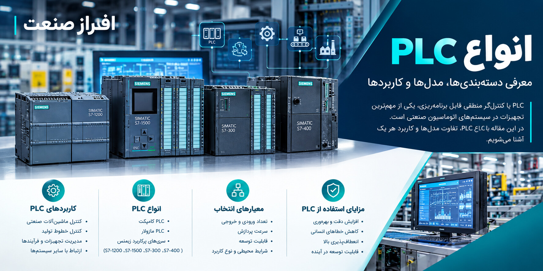 انواع PLC و کاربرد پی ال سی در اتوماسیون صنعتی